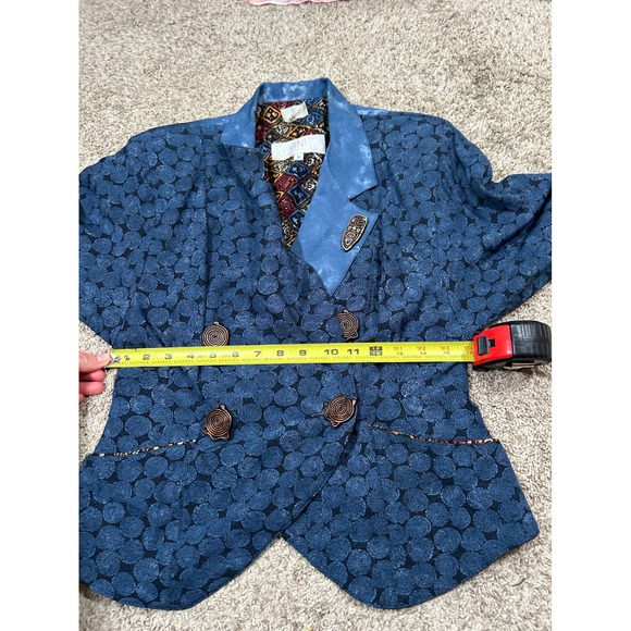 Vintage Platinum Dorothy Schoelen S Blue Western Unique Jacket Shoulder Pads - Picture 7 of 9